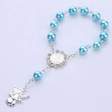 Catholic Rosary Silver Wings Crucifix Bracelet