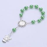 Catholic Rosary Silver Wings Crucifix Bracelet