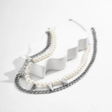 Hip Hop Pearl Beads Chain with Spikes Choker Necklace