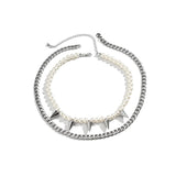 Hip Hop Pearl Beads Chain with Spikes Choker Necklace