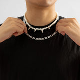 Hip Hop Pearl Beads Chain with Spikes Choker Necklace