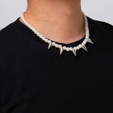 Hip Hop Pearl Beads Chain with Spikes Choker Necklace
