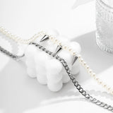 Hip Hop Pearl Beads Chain with Spikes Choker Necklace