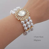 Clear Glass Stone Pearl Bracelets Retro Wedding Jewelry