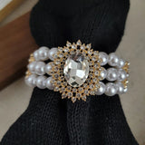 Clear Glass Stone Pearl Bracelets Retro Wedding Jewelry