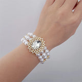 Clear Glass Stone Pearl Bracelets Retro Wedding Jewelry