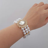 Clear Glass Stone Pearl Bracelets Retro Wedding Jewelry