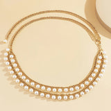 Pearl Chain Belts for Women Waist Bands Metal Aluminium Ladies Y2k Acc