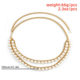 Pearl Chain Belts for Women Waist Bands Metal Aluminium Ladies Y2k Acc