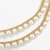Pearl Chain Belts for Women Waist Bands Metal Aluminium Ladies Y2k Acc