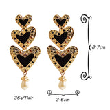 Heart Beaded Drop Earrings Statement Jewelry