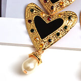 Heart Beaded Drop Earrings Statement Jewelry
