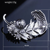 Vintage Gun Plated Feather Brooch for Women