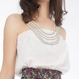 Long Layered Pearl Necklace for Women Party Birthday Gift