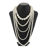 Long Layered Pearl Necklace for Women Party Birthday Gift