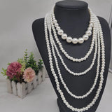 Long Layered Pearl Necklace for Women Party Birthday Gift