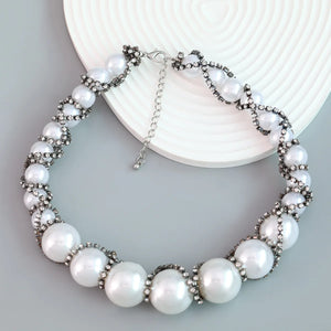 Acrylic Crystal Pearl Necklace Exaggerated Hip-hop Jewelry