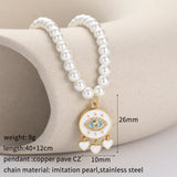 Adjustable Stainless Steel Evil Eye Heart Pendant Choker Necklace