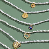 Adjustable Stainless Steel Evil Eye Heart Pendant Choker Necklace