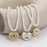 Adjustable Stainless Steel Evil Eye Heart Pendant Choker Necklace