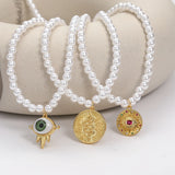Adjustable Stainless Steel Evil Eye Heart Pendant Choker Necklace