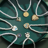 Adjustable Stainless Steel Evil Eye Heart Pendant Choker Necklace