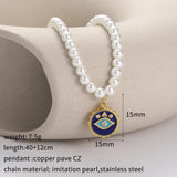 Adjustable Stainless Steel Evil Eye Heart Pendant Choker Necklace