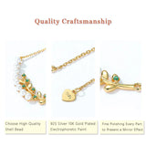 Pearl Smile 925 Sterling Silver Necklace Shell Bead Peas Leaf Women Necklace