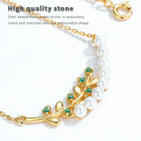 Pearl Smile 925 Sterling Silver Necklace Shell Bead Peas Leaf Women Necklace