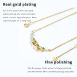 Pearl Smile 925 Sterling Silver Necklace Shell Bead Peas Leaf Women Necklace