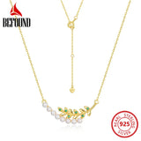 Pearl Smile 925 Sterling Silver Necklace Shell Bead Peas Leaf Women Necklace