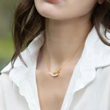 Pearl Smile 925 Sterling Silver Necklace Shell Bead Peas Leaf Women Necklace