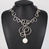 Pearl Torques Choker Necklace Geometric Alloy Statement Jewelry