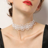 Pearl Lace Choker Necklaces Bridal Jewelry Women Wedding Tassel Punk Style