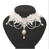 Pearl Lace Choker Necklaces Bridal Jewelry Women Wedding Tassel Punk Style