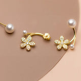 Crystal Flower Earrings 925 Sterling Silver CZ Party Jewelry