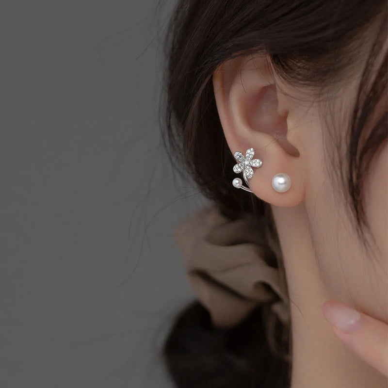 Crystal Flower Earrings 925 Sterling Silver CZ Party Jewelry