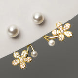 Crystal Flower Earrings 925 Sterling Silver CZ Party Jewelry