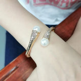 Pearls Cuff Charm Bracelets Bangle Rhinestone Alloy Jewelry