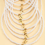 Pearls Necklace Initial Name Pendant Choker Collar