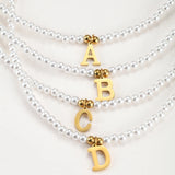 Pearls Necklace Initial Name Pendant Choker Collar