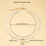 Pearls Necklace Initial Name Pendant Choker Collar