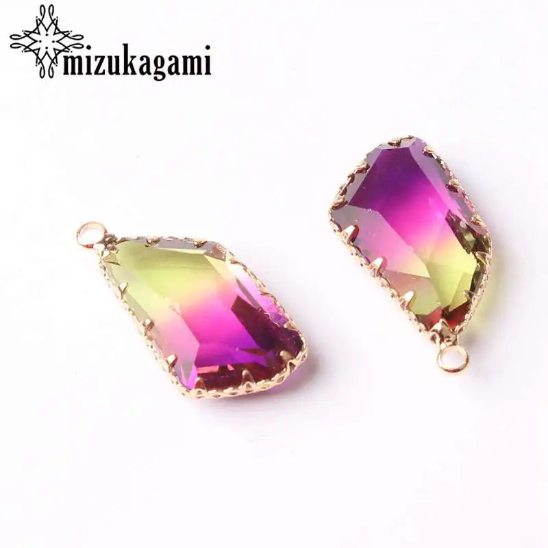 Tourmaline Geometric Crystal Drop Charms Pendant Beads 13*24MM 1pc