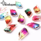 Tourmaline Geometric Crystal Drop Charms Pendant Beads 13*24MM 1pc