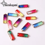Tourmaline Geometric Rectangle Crystal Drop Pendant 8*23MM