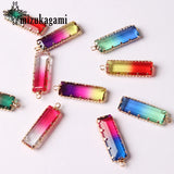Tourmaline Geometric Rectangle Crystal Drop Pendant 8*23MM