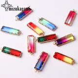 Tourmaline Geometric Rectangle Crystal Drop Pendant 8*23MM