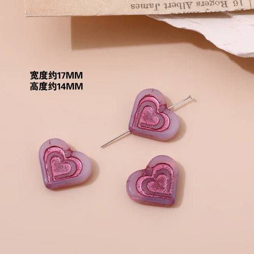 Czech Glass Peach Heart Bead DIY Jewelry Materials