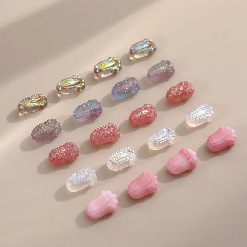 Czech Colored Glaze Tulip Foil Magic Flower DIY Hairpin Earrings 10pcs