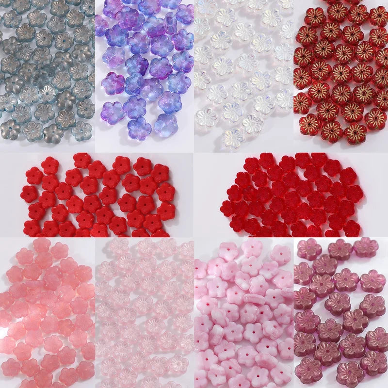 Czech Ryukyu Glass 8mm Plum Flower Vintage Glass Flower DIY Hairpin